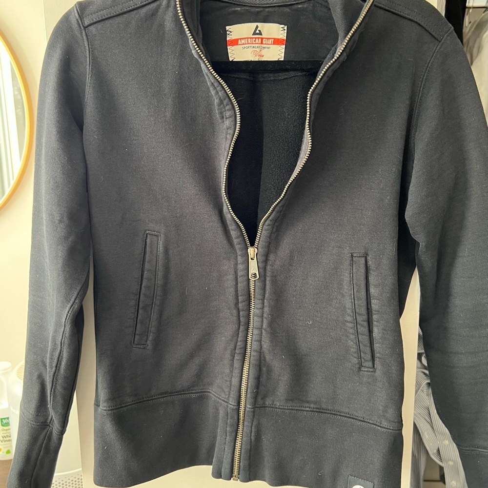 American Giant Moto Zip Up Sweater Women’s Small Black